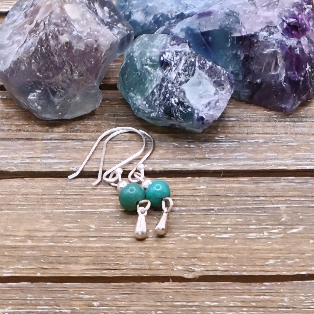 Chrysoprase And Sterling Silver Drop Earrings